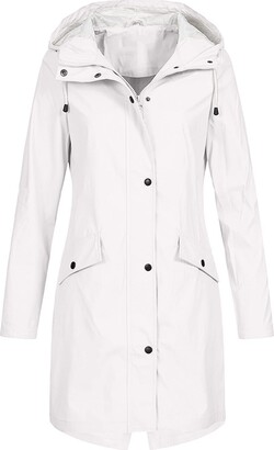 TIMEMEAN Woman's Rain Jacket Plus Size Raincoat Lightweight Waterproof Coat  Mac Windbreaker with Hooded White S - ShopStyle