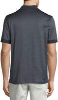 Thumbnail for your product : Brioni Micro-Grid Jacquard Quarter-Zip Polo Shirt, Gray/Navy