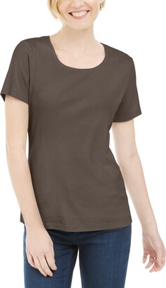 Karen Scott Short Sleeve Scoop Neck Top, Created for Macy's