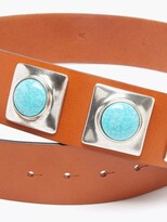Thumbnail for your product : Etro Crown Me Faux-turquoise Studded Leather Belt - Tan Multi
