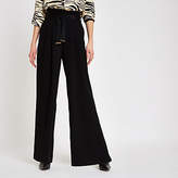 Thumbnail for your product : River Island Black tie waist wide leg trousers