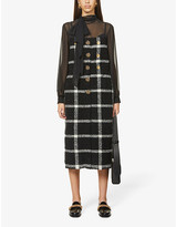 Thumbnail for your product : Ports 1961 Checked wool and silk-blend midi dress