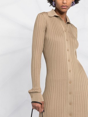 Bottega Veneta Ribbed Silk Polo Shirt Dress