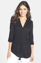 Thumbnail for your product : RD Style Roll Sleeve Split Neck Jersey Top