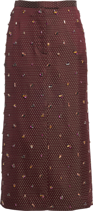 Dries Van Noten Sandora Embellished Jacquard Midi Skirt