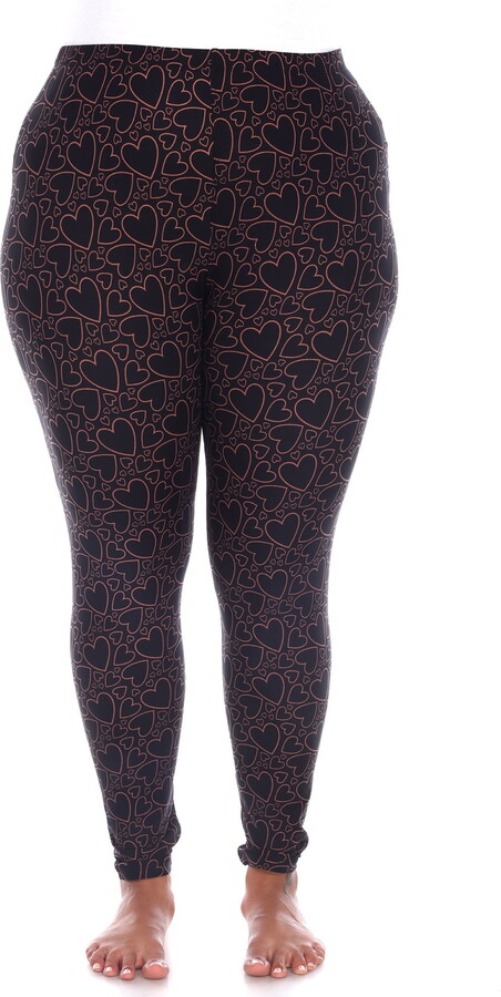 White Mark Fashion White Mark Women’s Plus Size Super Soft Heart Print Leggings