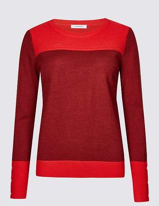 Marks and Spencer Colour Block Round Neck Jumper