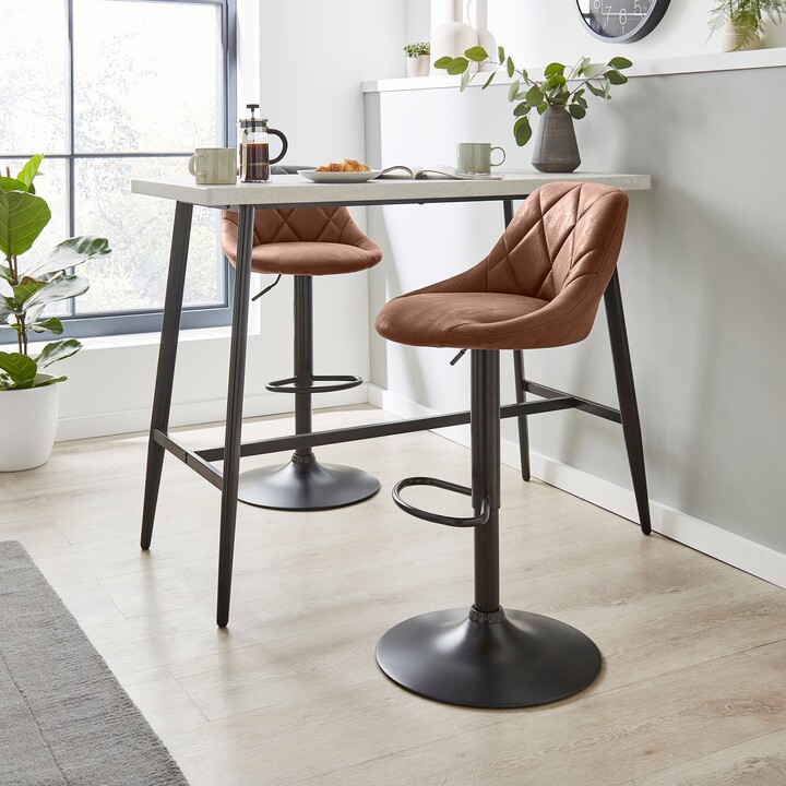 Dunelm Noah Faux Suede Height Adjustable Bar Stool Brown ShopStyle