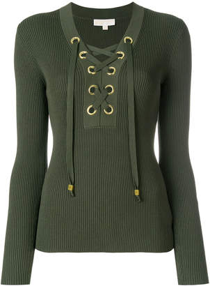 MICHAEL Michael Kors lace-up ribbed sweater