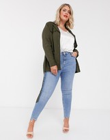 Thumbnail for your product : Simply Be belted utility jacket in khaki