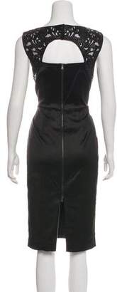 Magaschoni Leather-Accented Midi Dress