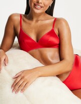 Thumbnail for your product : Les Girls Les Boys satin triangle bralette in red