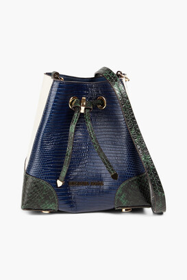 MICHAEL Michael Kors Paneled snake and lizard-effect leather bucket bag