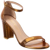 Thumbnail for your product : Stuart Weitzman Nearlynude Snake-Embossed Leather Sandal