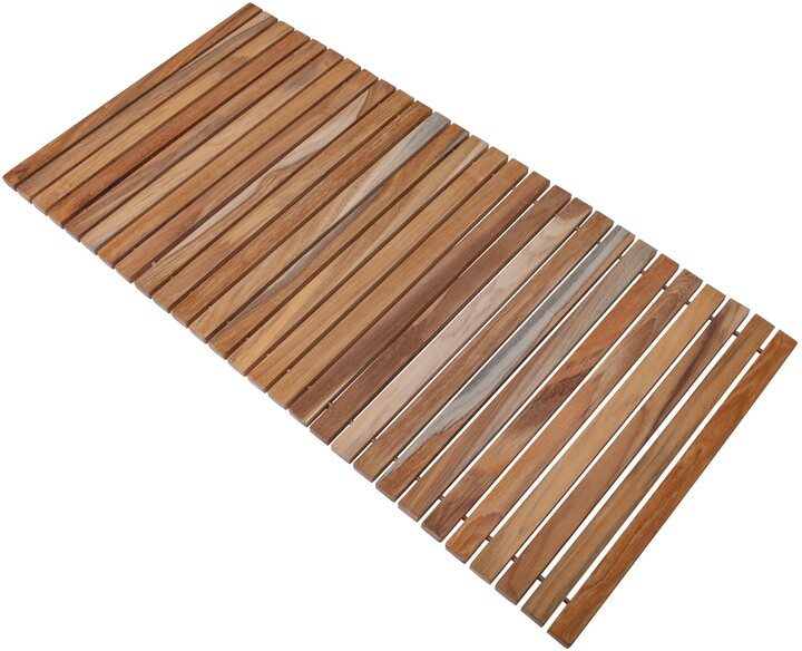 Nordic Style Framed Oiled Teak Wood Shower Mat (23.6 x 17.7)