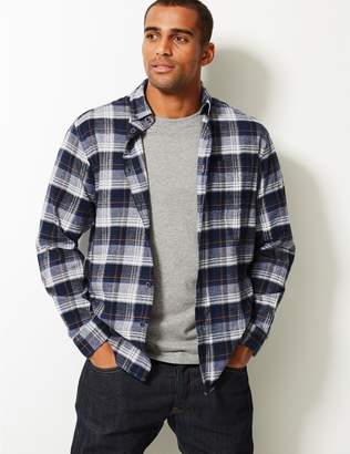 Marks and Spencer Brushed Cotton Checked Shirt