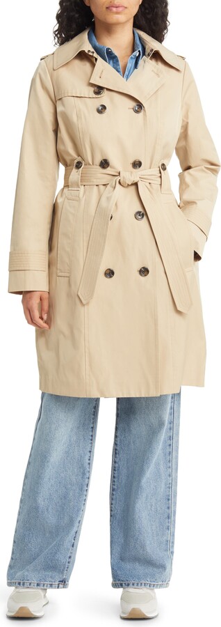 london fog midi double breasted trench coat