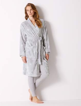 Marks and Spencer Supersoft Spotted Long Sleeve Dressing Gown