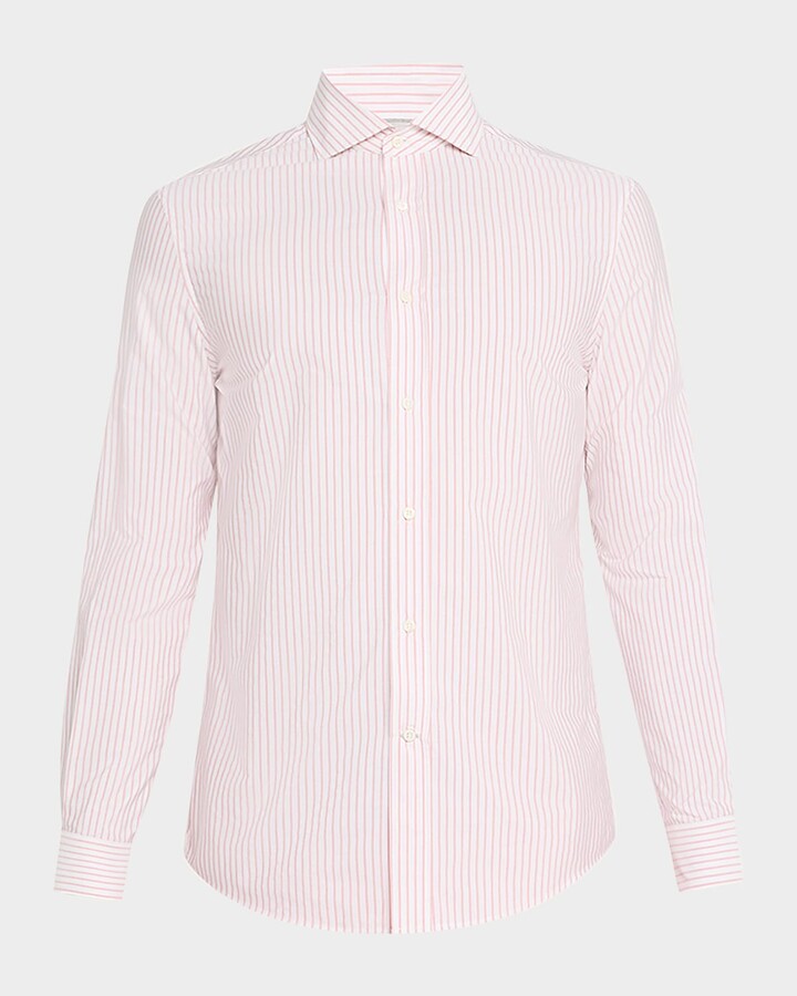 Brunello Cucinelli Men's Cotton Mini Stripe Sport Shirt