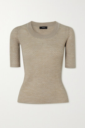 Theory Leenda Textured Wool Sweater - Camel - small