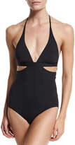 Thumbnail for your product : Seafolly Active Cutout Halter Maillot, Black