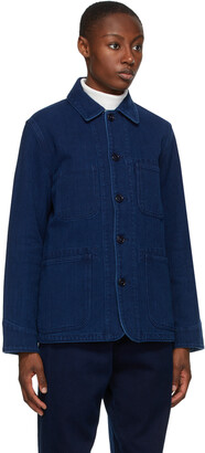 Blue Blue Japan Navy Washed Sashiko Coverall Jacket