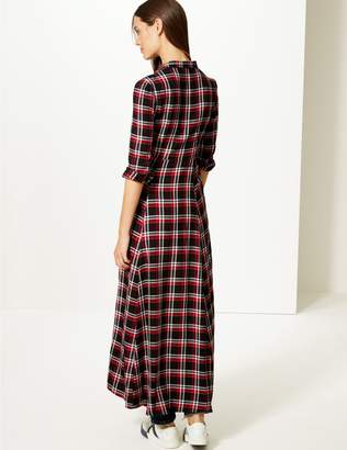 Marks and Spencer Checked Long Sleeve Shirt Maxi Dress