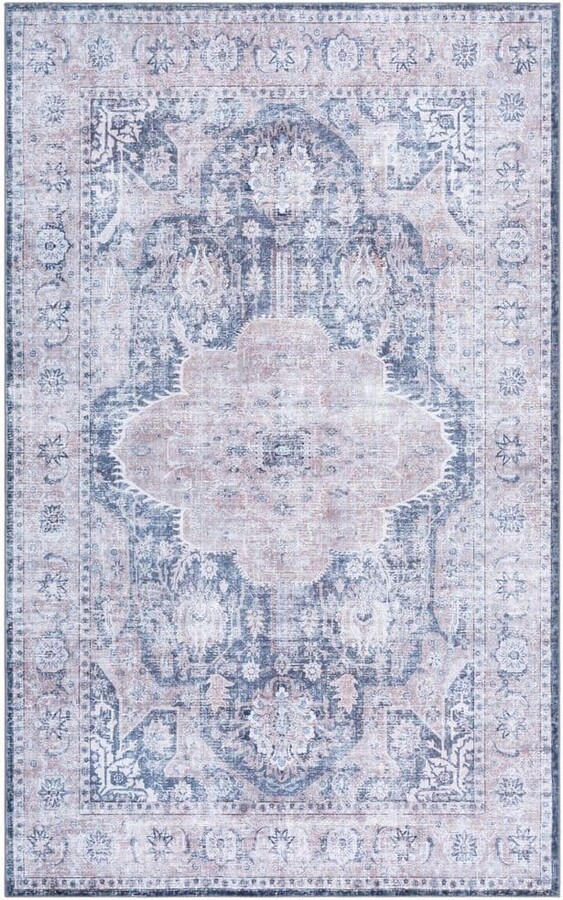 Arizona Sage/Gray 4 ft. x 6 ft. Machine Washable Floral Medallion Traditional Area Rug