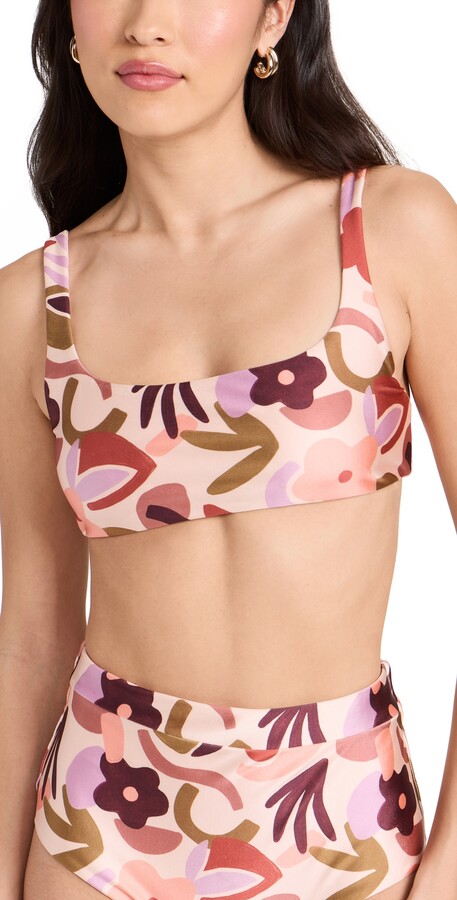 MinkPink Bottom's Up Sport Crew Neck Mesh Bikini Top In Black