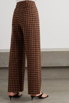 Thumbnail for your product : REJINA PYO Lexi Checked Wool And Cotton-blend Wide-leg Pants - Brown