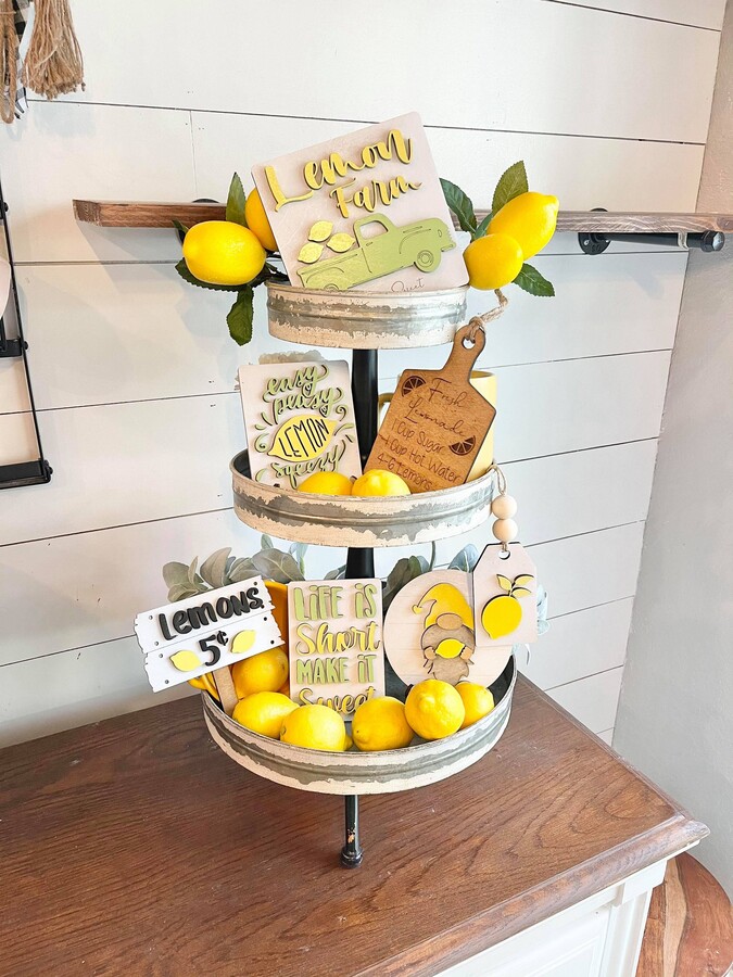 Etsy Lemon Tiered Tray Signs, Decor, 3D Mini Farm Decor - Quotes Signs, Farmhouse Lemons, Signs