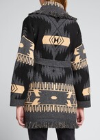 Thumbnail for your product : Alanui Jacquard Fringe Belted Cardigan Sweater