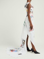 Thumbnail for your product : Marine Serre Couture Asymmetric Patchwork Cotton Gown - White Multi