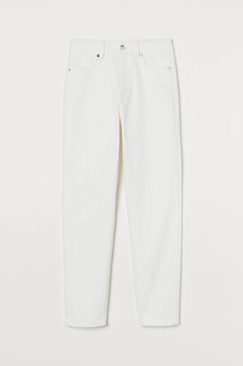 H&M Slim Mom High Ankle Jeans - White - ShopStyle