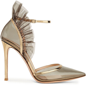 Gianvito Rossi 105 Metallic Leather-trimmed Ruffled Pvc Pumps