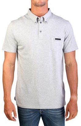 Prada Men's Cotton Short Sleeve Pocket Polo Shirt Grey.