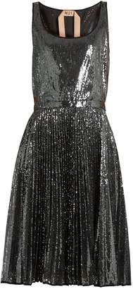 No.21 Sequin-embellished pleated dress