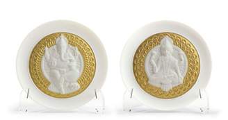 Lladro Goddess Lakshmi and Lord Ganesha Decorative Plate (Set of 2)