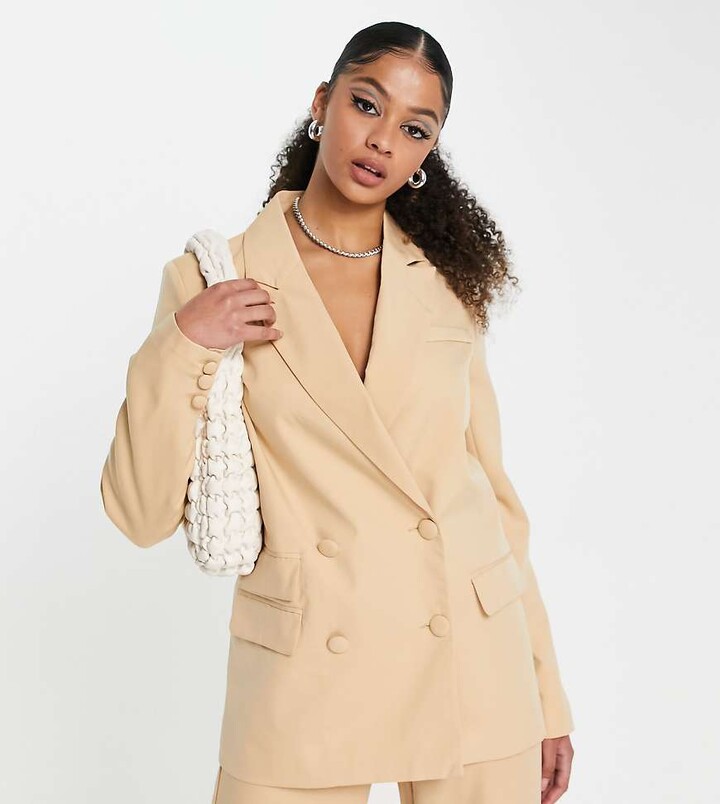 Lola May Tall oversized quilted jacket in chocolate brown ShopStyle - Main Image