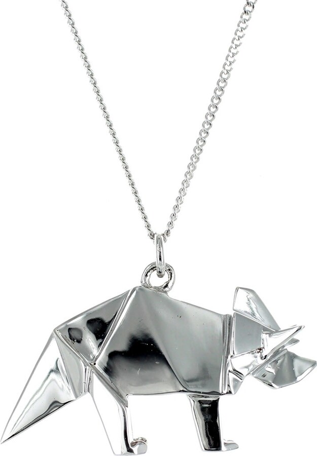 Origami Jewellery Triceratop Necklace Silver