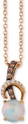 LeVian Chocolatier Neopolitan Opal (3/8 ct. t.w.) & Diamond (1/10 ct. t.w.) 18" Pendant Necklace in 14k Rose Gold