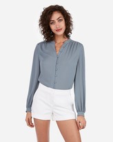 Thumbnail for your product : Express Mid Rise Cuffed Cotton-Blend Shortie