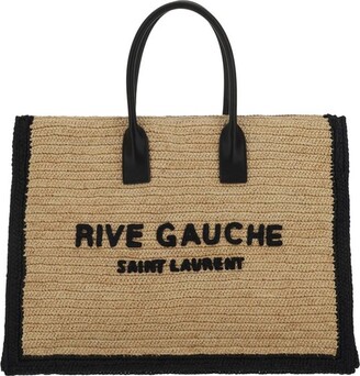 Saint Laurent - Women's Rive Gauche Glossed-And Appliquéd Mesh Tote - Black - Leather