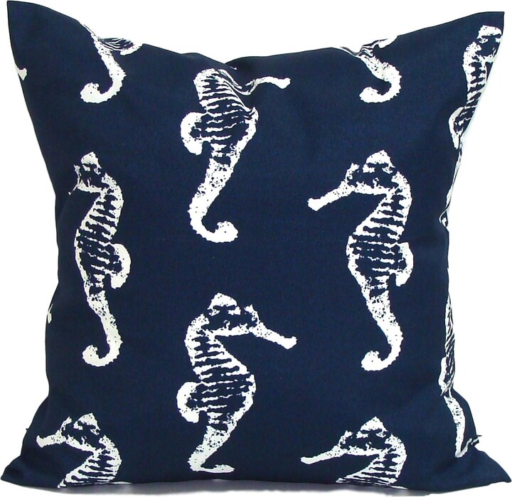 Blue Nautical Outdoor Pillow Cover Coastal Decor, All
