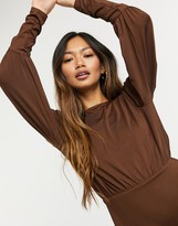 Thumbnail for your product : Vero Moda Aware jersey midi dress with deep cuffs in chocolate