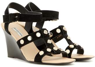 Balenciaga Embellished suede wedge sandals