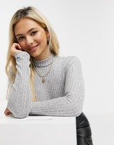 Thumbnail for your product : Miss Selfridge brushed funnel neck top in grey