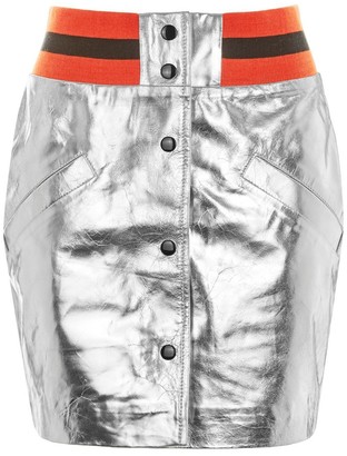 Topshop Sport Metallic Leather Miniskirt