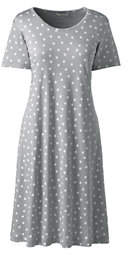 Lands' End Women's Petite Supima Cotton Knee Length Print Nightgown-Blue Bayou Exploded Snowflake