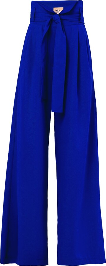 Julia Allert - Blue High Waist Long Wide Leg Trousers - ShopStyle